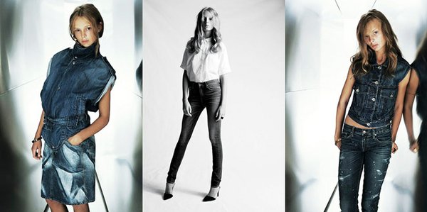 CLEAN LOOK: Ström goes for well-fitted jeans in various silhouettes. Erika Stromqvist is also doing denim tops.