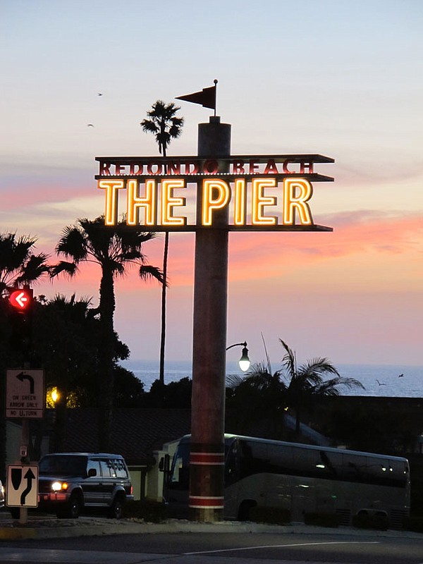 OLD REDONDO: The Redondo Beach pier sign. The city is currently discussing a $300 million redevelopment of the pier.