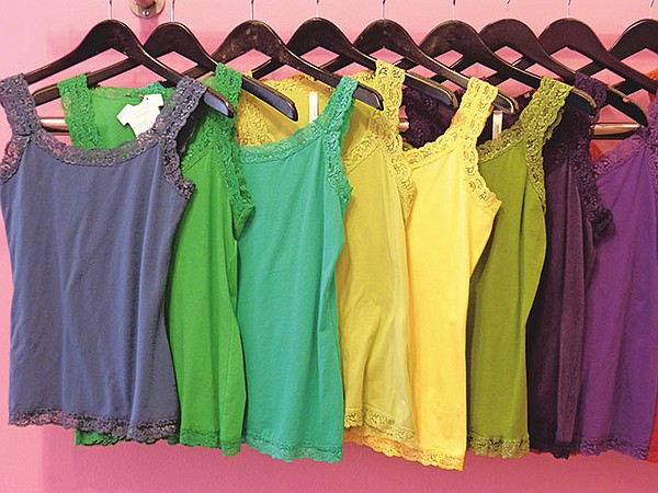TEE TIME: These colorful tops trimmed with lace are just one of the several styles in the Necessitees collection.