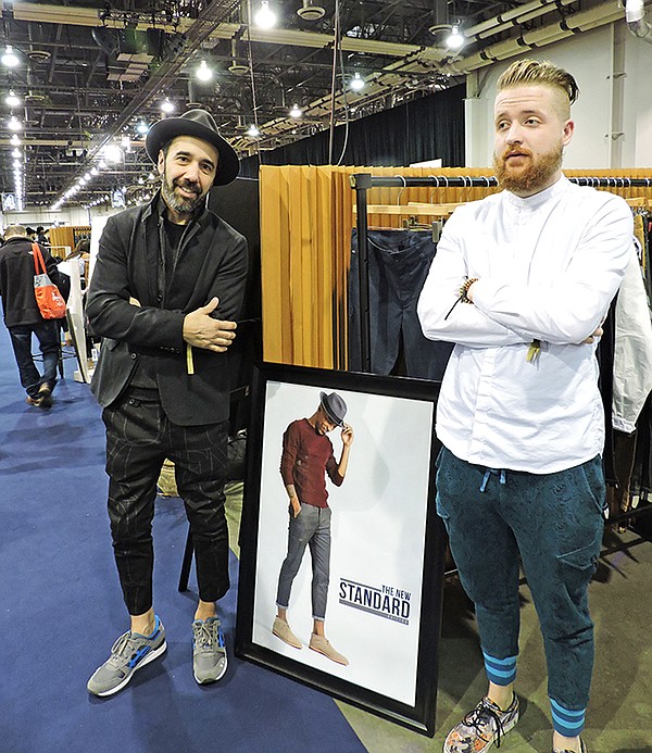 New York brand The New Standard exhibited at Liberty. Pictured are New Standard owner Evan Josloff, left, and Kerin Raftery, right