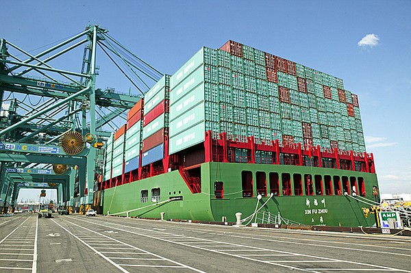 STACKED UP: Port officials said it would be at least three months before the backlog of cargo containters is cleared.