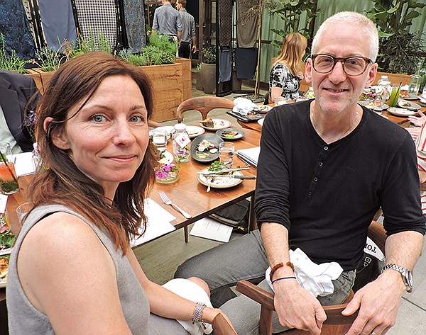 TO TOKYO: Paul Blum of Fred Segal, pictured right, at a Los Angeles–area luncheon for Fred Segal’s Tokyo store. Alice Ann Wilson of Creative Artists Agency is pictured left. CAA collaborated with Fred Segal on the development of creative marketing content.
