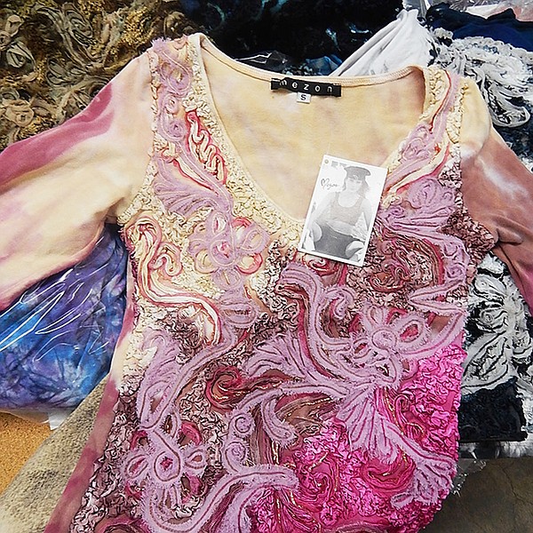Intricate tie-dyed tops with lots of embellishments are Mezon’s trademark.