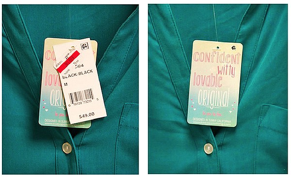 MULTIPURPOSE TAG: FineLine Technologies’ branded handtags with integrated RFID (radio frequency identification) technology eliminate the need for using multiple tags for branding, UPC and RFID. 