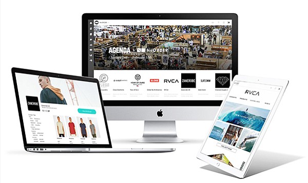 DIGITAL MARKET: Home page for Agenda and NuOrder's e-marketplace seen on various devices. | Photo courtesy of Agenda and NuOrder