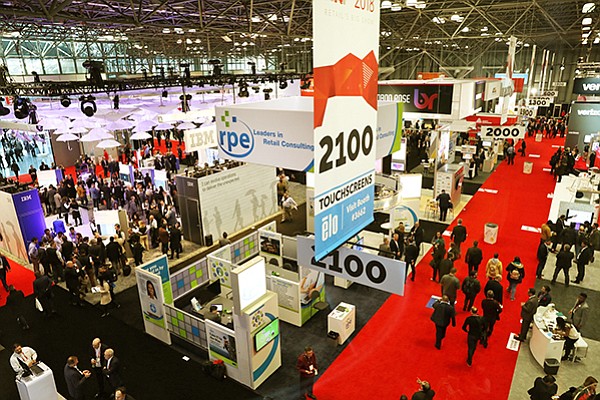 A bird’s-eye view of the exhibit floor of the National Retail Federation’s Big Show