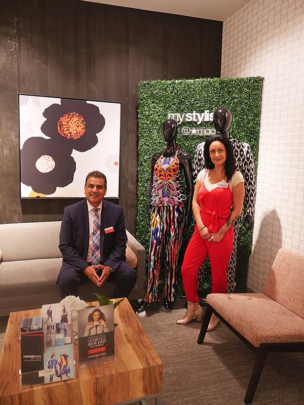 Henry L. Aguirre, manager of the Downtown LA Macy's at MyStylist@Macy's lounge with Shadi Gadazgar, a Macy's Platinum Star Associate. | Photo by Andrew Asch