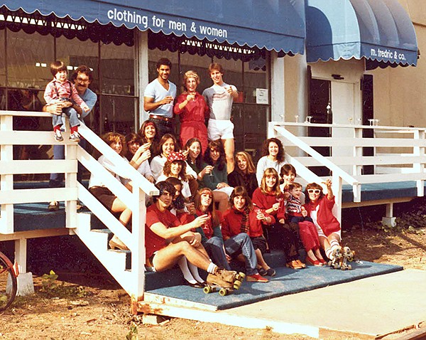 The M.Fredric location in West Los Angeles in the mid-1980s. At left, a hirsute Fred Levine holds future rock star Adam Levine.