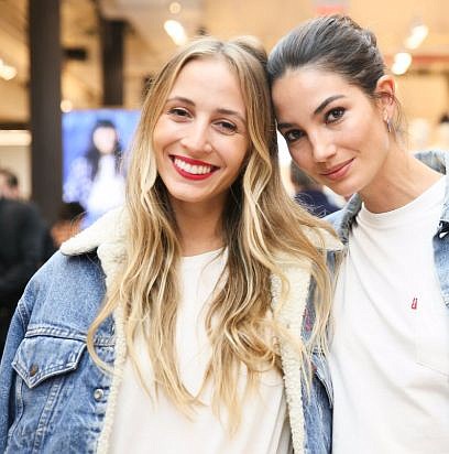 Harley Viera-Newton of HVN, left, wearing a Levi's jacket. She hung out with model Lily Aldridge at a 2017 Levi's event.  Image via Levi's Twitter feed.