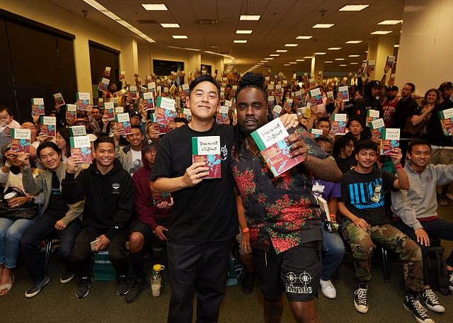 Bobby Hundreds, left, with Wale at June 25 Barnes & Noble booksigning event. Photo by Ben Shmikler