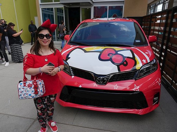 Jenn Guhit, blogger of Hello Kitty Foodie, at Hello Kitty Friends Around the World Pop-Up in downtown Los Angeles. Photo by Andrew Asch