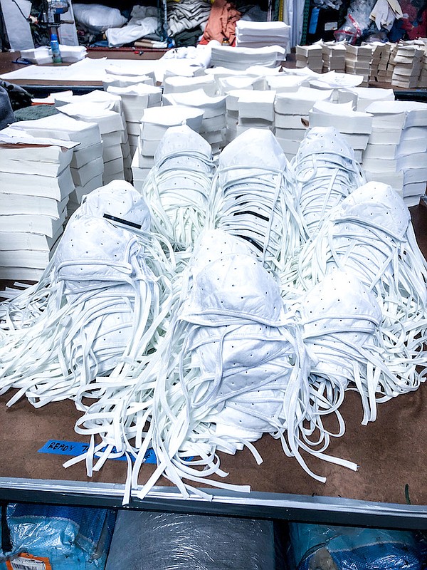 Face masks stacked at Suay Sew Shop. Image courtesy of Lucky Brand