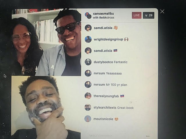 Jac and Arlington Forbes, pictured at top, with Ouigi Theodore of Brooklyn Circus at Race & Retail Instagram Live talk.