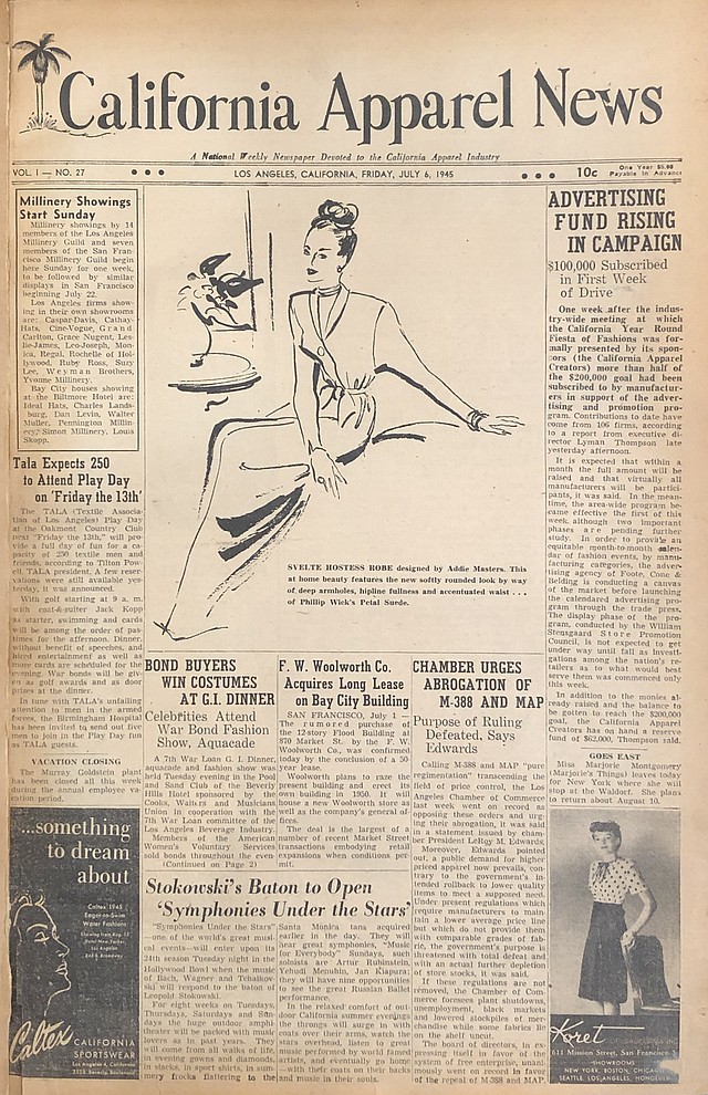 First Issue of California Apparel News  July 6, 1945