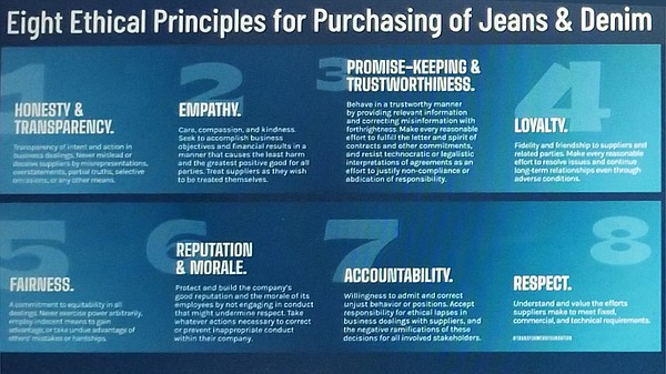 In its report “Ending Unethical Brand and Retailer Behavior: The Denim Supply Chain Speaks Up,” the Transformers Foundation identified behaviors that hurt suppliers and provided solutions for a sustainable industry, which includes its “Eight Ethical Principles for Purchasing of Jeans & Denim.”