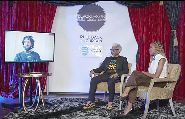 From left, Kerby Jean-Raymond virtually joins TJ Walker and Loren LoRosa for a “Pulling Back the Curtain” conversation on Dec. 6, during which the two venerable designers candidly discussed their experiences in the fashion industry. | Photo courtesy of Black Design Collective