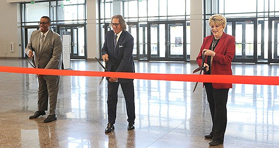 From left: Las Vegas Councilman Cedric Crear, IMC CEO Bob Maricich and Las Vegas City Mayor Carolyn Goodman celebrate the opening of the Expo and World Market Center Las Vegas.