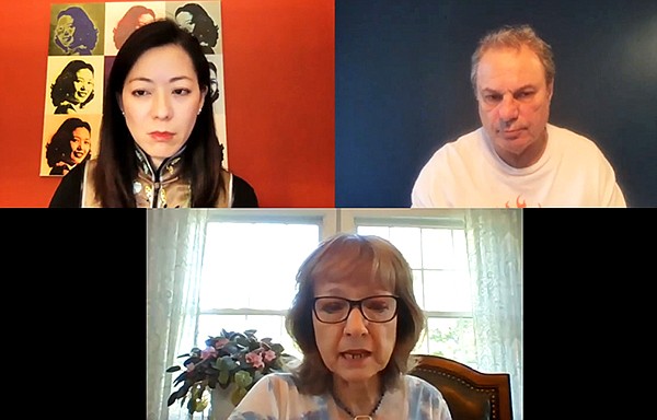 The Kingpins24 Earth Day event included many sustainability-focused panels such as a discussion featuring (clockwise from top left): Vivian Wang, Kingpins managing director; Andrew Olah, Kingpins founder; and Jean Hegedus, sustainability director at The Lycra Company.