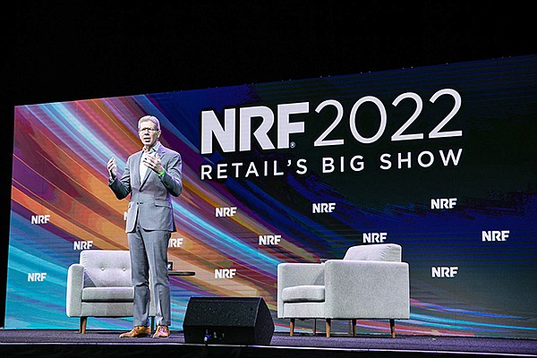 Former NRF CEO Mike George delivered opening remarks, praising the resiliency of retailers, who “stepped up” to service their customers. | Photo courtesy of NRF