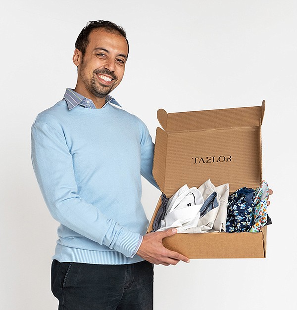 In a response to the women’s apparel rental market, Taelor provides men with a box of four tops up to twice a month. Customers can rent the product for weeks or purchase the product at a discounted price. | Photo courtesy of Taelor / Chris Lee