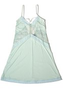 PFIFF LINGERIE'S celadon green nylon/spandex microfiber "Artisanal Reflections" knee-length gown ($65)