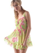 BETSEY JOHNSON INTIMATES' polyester chiffon coquette smocked baby doll ($30.75) in "Marilyn Monrose Sprite"
