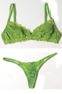 CLO's nylon/spandex green apple "Fortuna" bra ($18) and thong ($8)