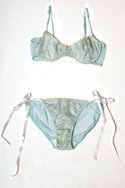 LUCY B.'s nylon mesh "Golden Mermaid" underwire bra ($18) and string bikini ($14)