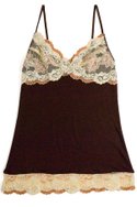 FLEURT LINGERIEs rayon/spandex chocolate Amber lace-bust cami ($32) 