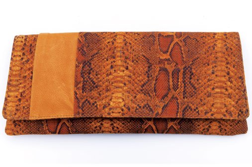 MINX stamped python cork and leather Chute clutch 