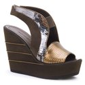 BLONDE AMBITION Divine nappa and snake wedge heels