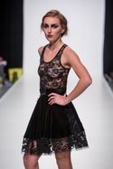 Ermelinda Manos presents her designs on the runway at Sunset Studios, L.A. Fashion Weekend in Hollywood during LA Fashion Week March 15, 2013