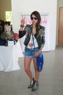 LA blogger Anabell Fleur wearing a BCBG jacket and True Religion shorts.