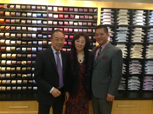 From left, Jimmy Au, Nora Au and Alan Au at the colorful, Beverly Hills boutique, Jimmy Au's for Men 5'8 and Under. Picture courtesy of Jimmy Au.