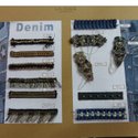 Hong Kong trim supplier Ulisse China Ltd. had several novelty groups, including a Steampunk-inspired group; styles created for denim, natural fiber and cork; and an embossed leather design created to look like pyramid studs.