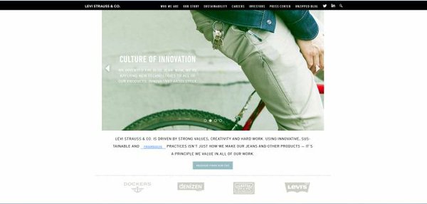 Levi Strauss & Co's redesigned website.