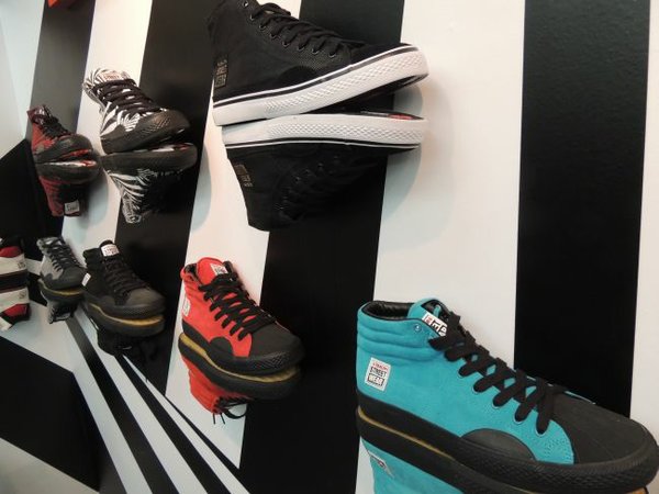 Vision Street Wear shoe wall at Conveyor at Fred Segal.