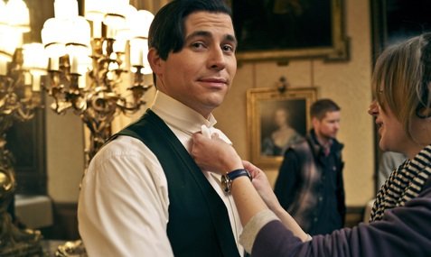 Rob James-Collier on the set of "Downton Abbey". 