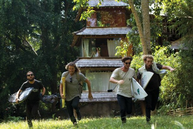 From left, Globe Team Riders Dion Aguis, Nate Tyler, Brendon Gibbens and Creed McTaggart in Strange Rumblings in Shangri La.