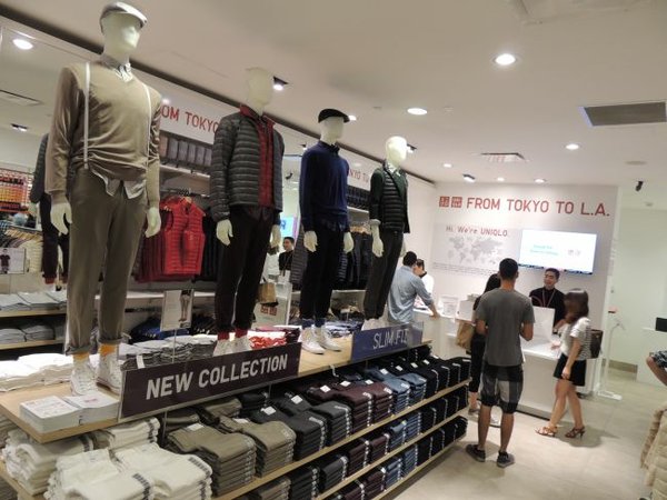 Interior of Beverly Center's Uniqlo pop-up.