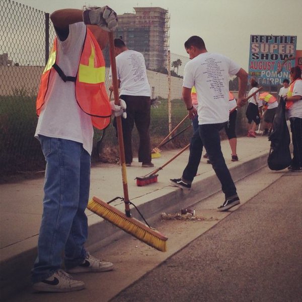 Volunteers at City of Commerce's day of service. Photo courtesy of Citadel Outlets.