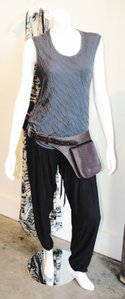 19 4t sleeveless tee, leather fanny pack from Thailand, Tysa pant