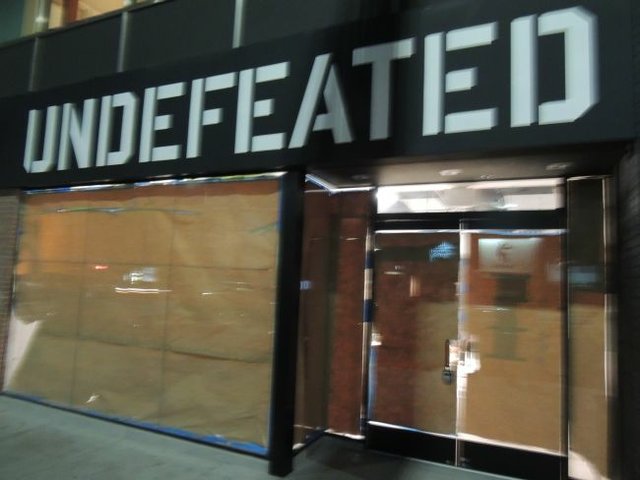 Sign already posted for upcoming Undefeated shop at District LaBrea.