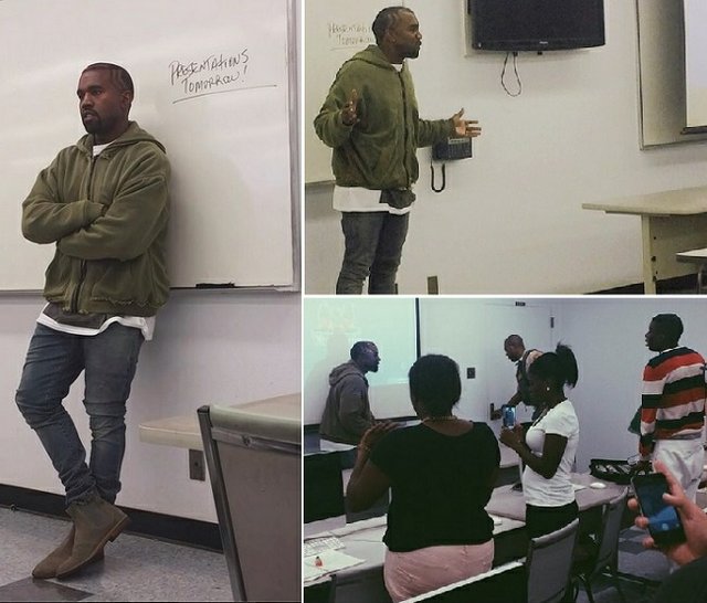 Kanye West at Los Angeles Trade-Tech (photo from TeamKanye on instagram)