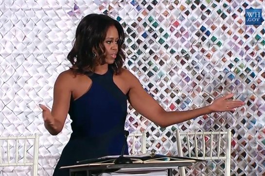 Michelle Obama at the White House Fashion Education Workshop (photo by Cloud 12 Group via Refinery29)