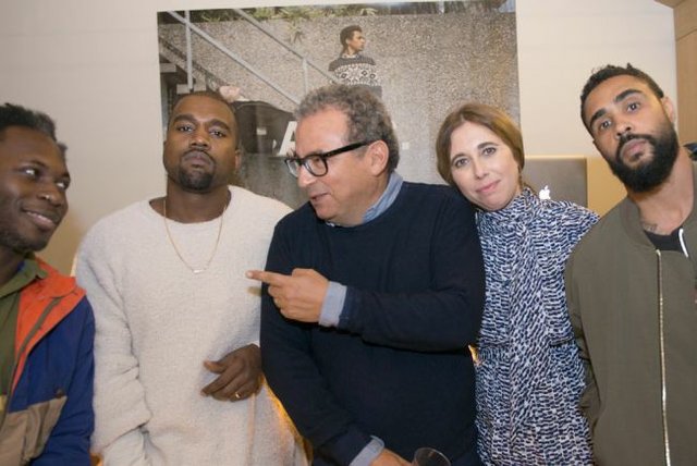 Kanye West, Jean Touitou, Judith Touitou and Jerry Lorenzo of the Fear of God brand. Man to West's left not identified. Photo courtesy of A.P.C.