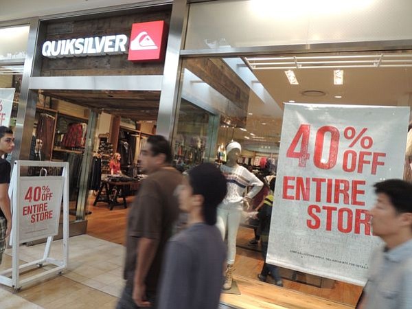 THE DOORBUSTER:  A Quiksilver boutique at South Coast Plaza offered  discounts of 40 percent during Black Friday weekend. But many retailers offered deeper discounts during the weekend.