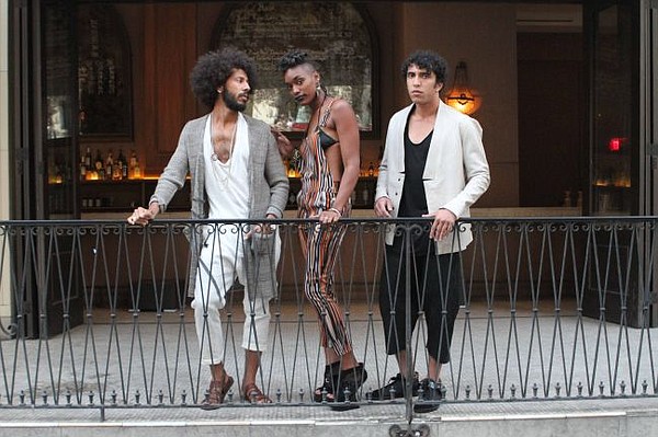 Clade Spring '15 looks modeled by gentlemen on right and left. Photo shot at Coco Laurent during StyleLoftz party on May 9. Photo by Felix Salzman/LookBookLA.