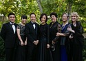 Hana Financial Inc. President and Chief Executive Officer Sunnie S. Kim (center) with family, friends and colleagues. 
(Pictured from left: Hana Financial’s Patrick Shim; Erica Oh; son James Kim; Sunnie S. Kim; Hana Financial’s Rosario Jauregui; Hana Financial’s Young Shim and Gwyn Drischell)
(photo by Skip Hopkins Photography) 