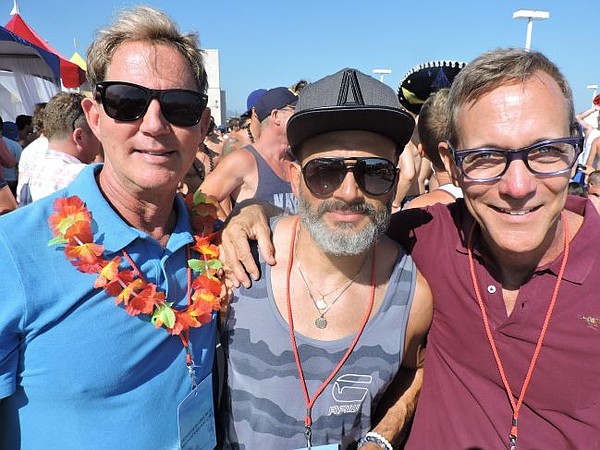 From left, LASC Chiefs Mike McGinley, Alfredo Izaguirre and Don Zuidema at LASC's Pride party.